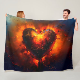 Burning Heart Fleece Blanket