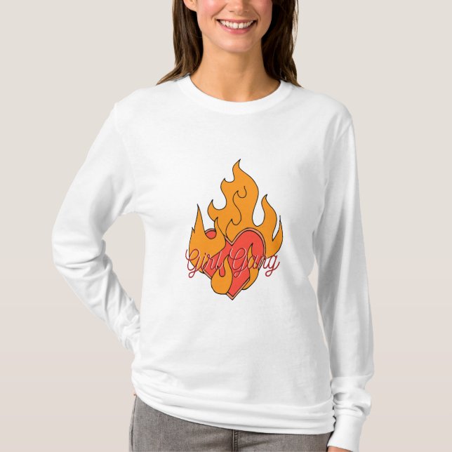 Burning Heart Girl Gang T-Shirt (Front)