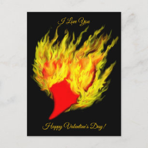 Burning Heart , Happy Valentine s Day Holiday Postcard