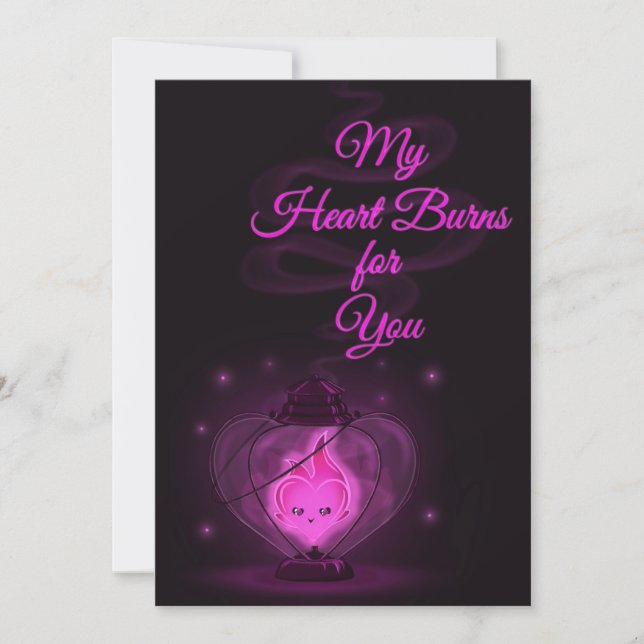 Burning Heart Valentine Holiday Card (Front)