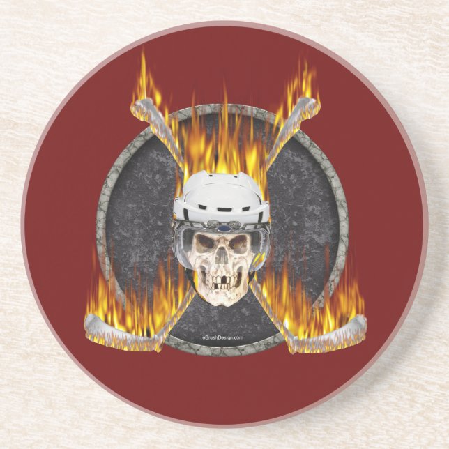 Burning Hockey Sticks coaster (Front)
