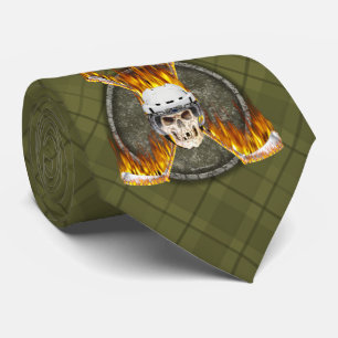 Burning Hockey Sticks tie (dark)