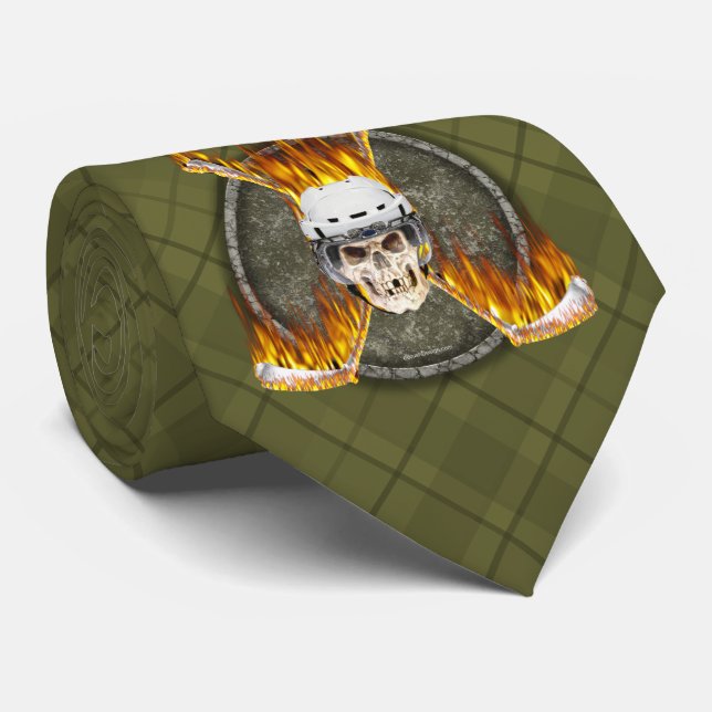 Burning Hockey Sticks tie (dark) (Rolled)
