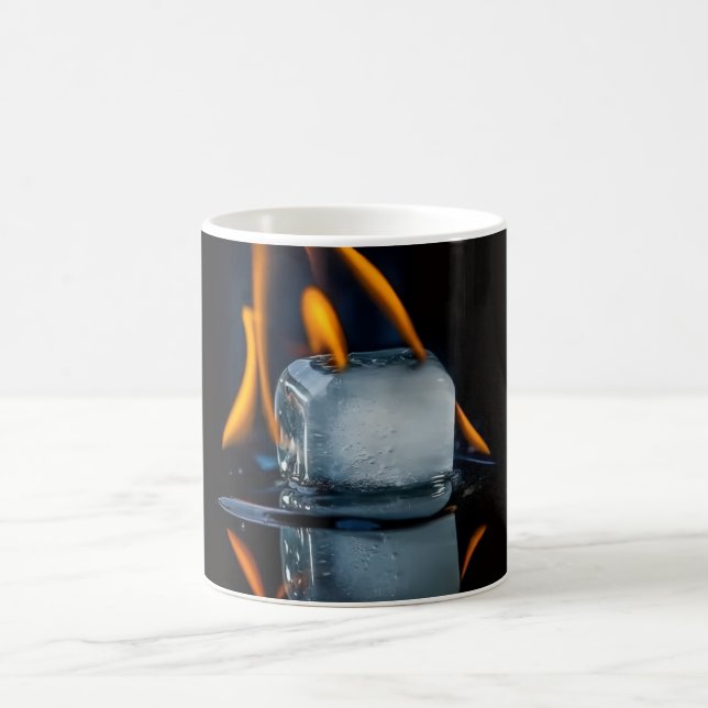 Burning Ice Cube Coffee Mug – Fire & Ice Artistic  (Center)
