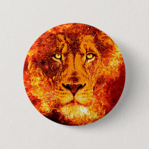 Burning Lion of Judah 6 Cm Round Badge