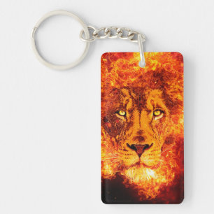 Burning Lion of Judah Key Ring
