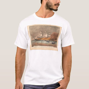 Burning of the clipper ship "Golden Light" (0143A) T-Shirt