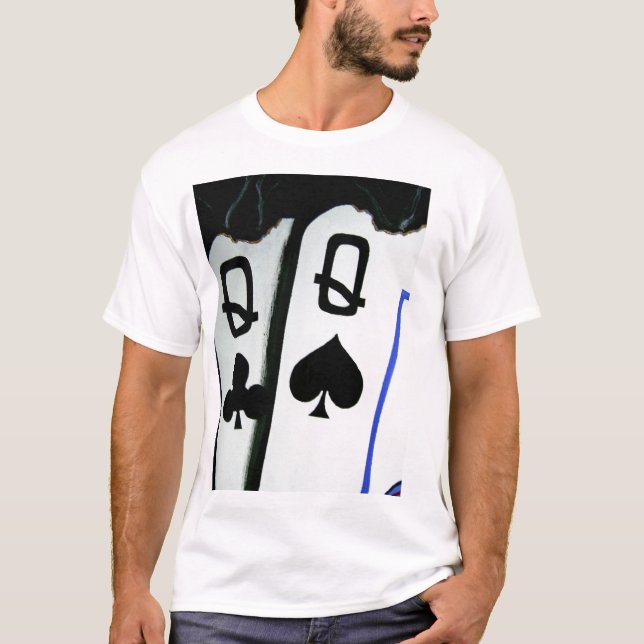 Burning Pocket Queens Hot Ladies Poker Art T-Shirt (Front)