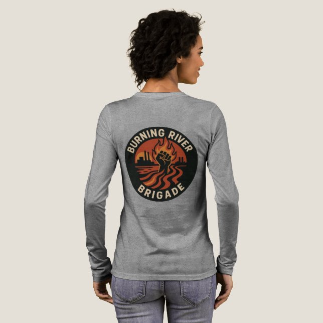 Burning river brigade long sleeve  Tri-Blend shirt (Full Back)