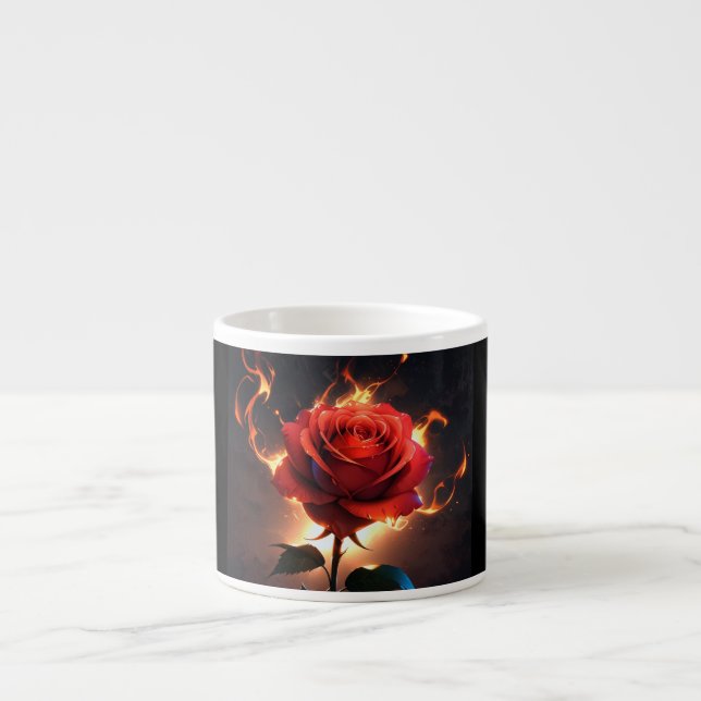 Burning Rose – Passion Meets Destruction in Striki Espresso Cup (Front)