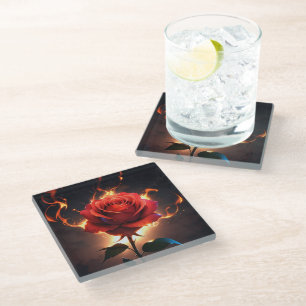 Burning Rose – Passion Meets Destruction in Striki Glass Coaster