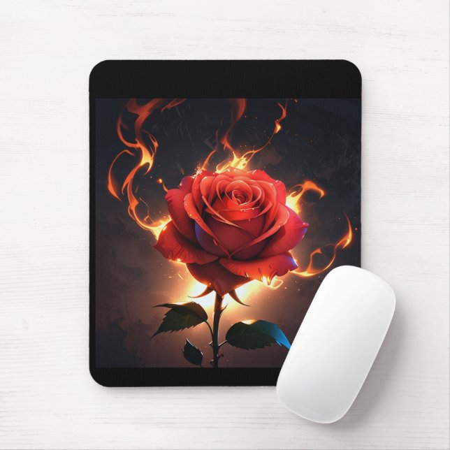 Burning Rose – Passion Meets Destruction in Striki Mouse Pad (With Mouse)