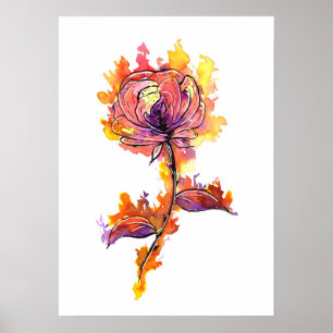Burning Rose Tattoo Poster