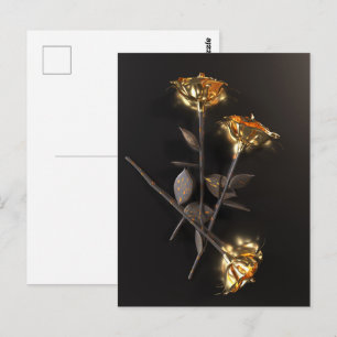 Burning Roses – Golden Elegance Postcard