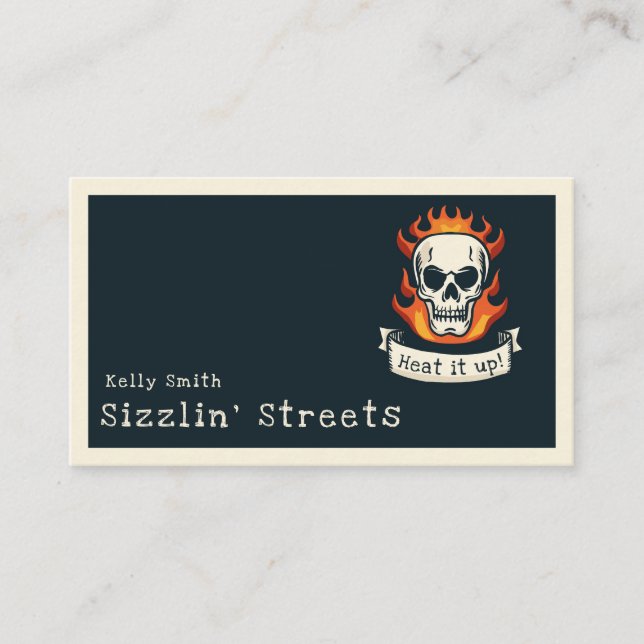 Burning skull business card (Front)