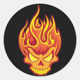 Burning Skull Classic Round Sticker
