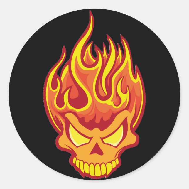 Burning Skull Classic Round Sticker (Front)