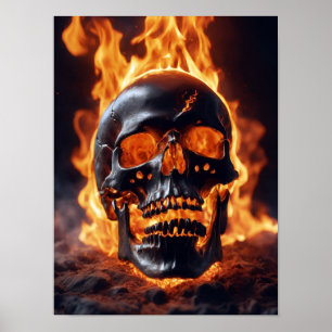 Burning Skull Poster