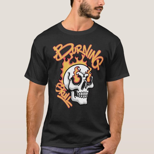 Burning Skull Streetwear T-Shirt (Front)