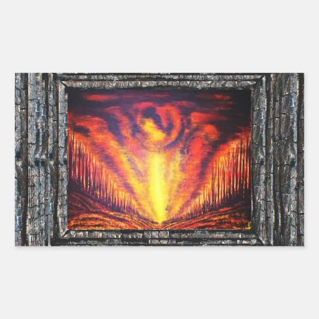 Burning Sky Rectangular Sticker (Front)