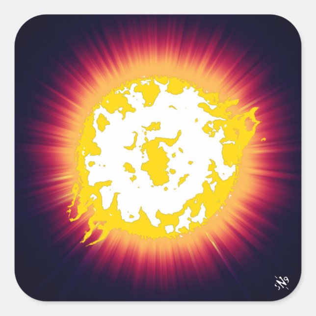 Burning Star Square Sticker (Front)