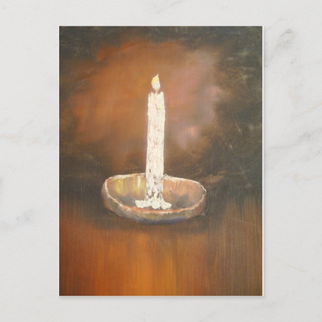 Burning White Candlestick Postcard (Front)