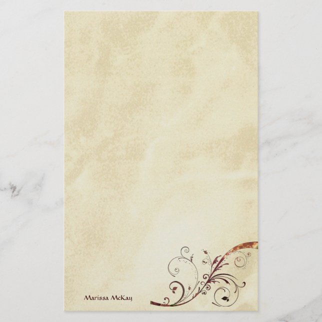 Burnished Gold Swirl Customisable Stationery (Front)