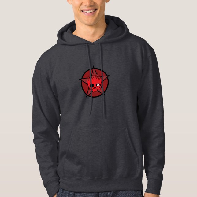 BURNITUDE - Red skull starred logo hoodie (Front)