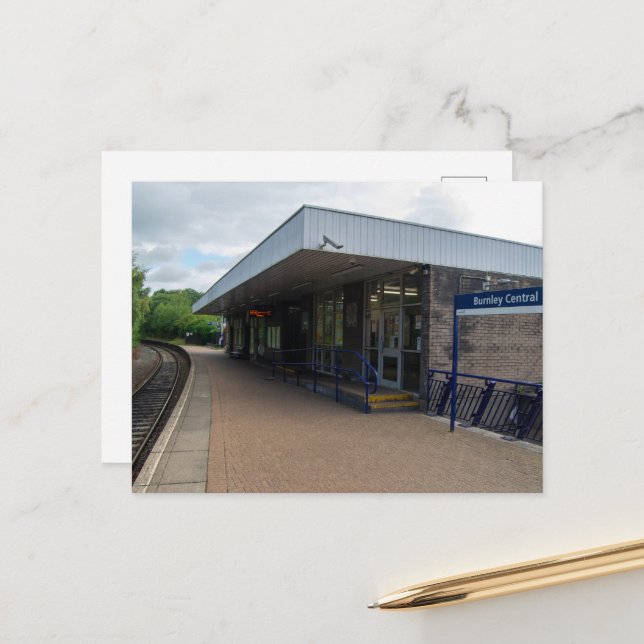 Burnley Central Railway Station, Lancashire Postcard (Front/Back In Situ)
