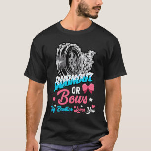 Burnout or Bows Gender Reveal Baby Announcement Bi T-Shirt