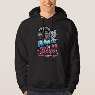 Burnout or Bows Gender Reveal Baby Announcement Pa Hoodie