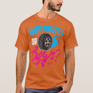 Burnouts or Bows Gender Reveal Baby Party Announce T-Shirt