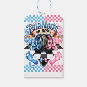 Burnouts or Bows Gender Reveal Gift Tag