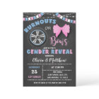 Burnouts or bows gender reveal invitation