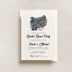 Burnouts or Bows Gender Reveal Party Invitation