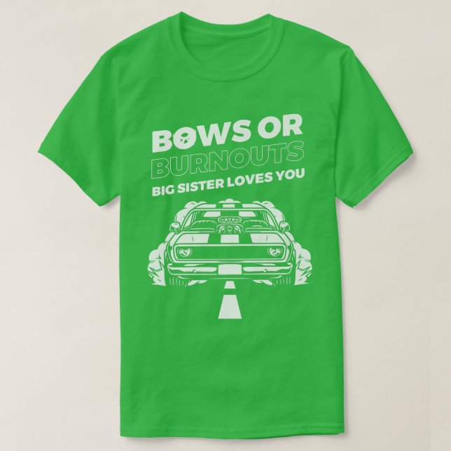 Burnouts Or Bows Gender Reveal Party  T-Shirt (Design Front)