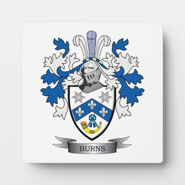 Burns Family Crest Coat of Arms Plaque (Front)