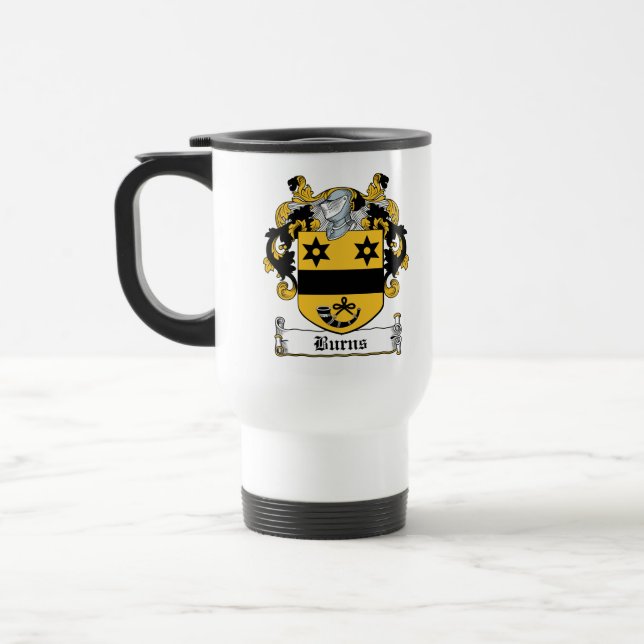 Burns Family Crest Travel Mug (Left)