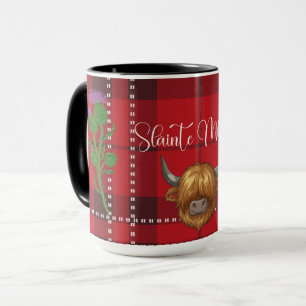Burns Night Slàinte Mhath Highland Cow Tartan Mug