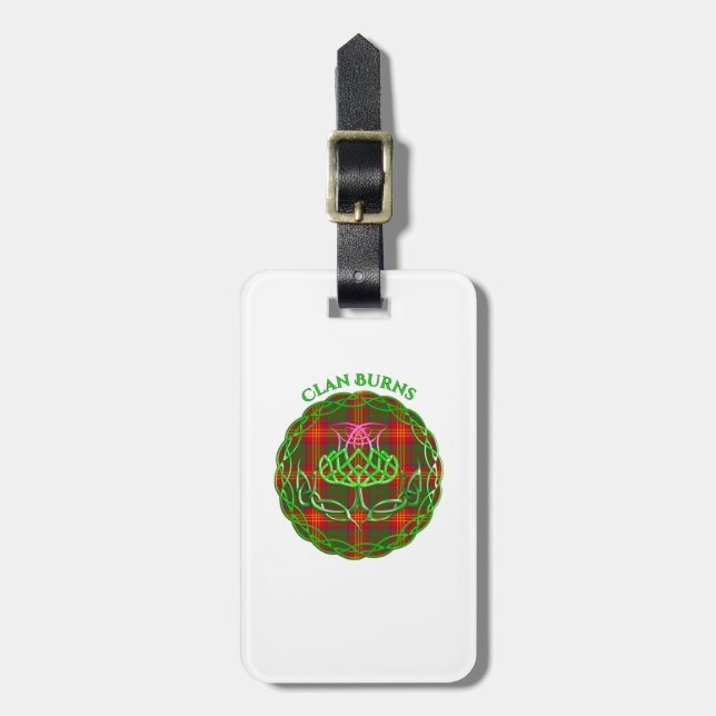 Burns Scottish Tartan Celtic Thistle Luggage Tag (Front Vertical)