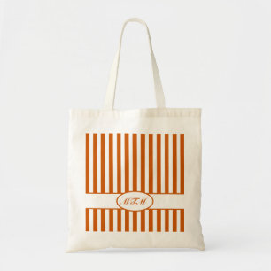 Burnt Autumnal Stripes with monogram Tote Bag