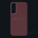 Burnt Burgundy with Name or Monogram Set Samsung Galaxy Case<br><div class="desc">This phone case features a pale name,  monogram set or initials in a flowy scripted style font on a burnt burgundy background.</div>