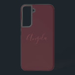 Burnt Burgundy with Name or Monogram Set Samsung Galaxy Case<br><div class="desc">This phone case features a pale name,  monogram set or initials in a flowy scripted style font on a burnt burgundy background.</div>
