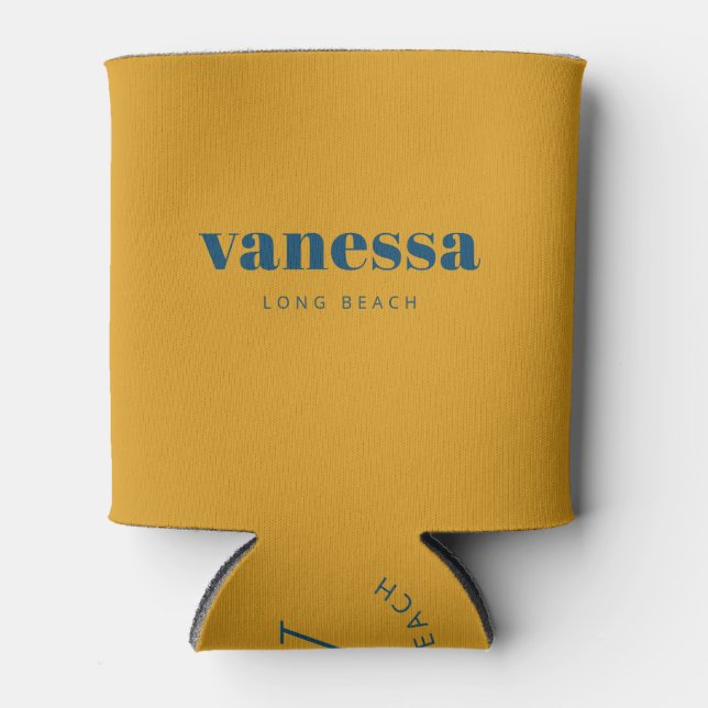 Burnt Buttercup Minimal Modern Classic Name Can Cooler (Front)