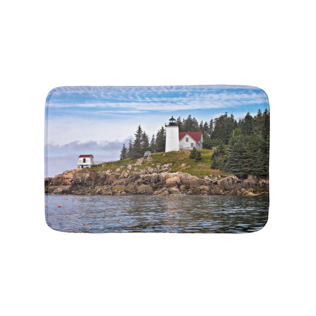 Burnt Coat Harbour Lighthouse, Swans Island Maine Bath Mat (Front)