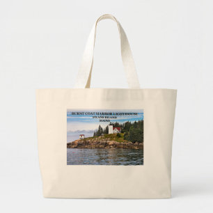 Burnt Coat Harbour Lighthouse, Swans Island Maine Large Tote Bag