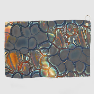 Burnt grey cells with stained to soft gold light   golf towel