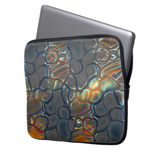 Burnt grey cells with stained to soft gold light laptop sleeve