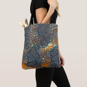 Burnt grey cells with stained to soft gold light tote bag