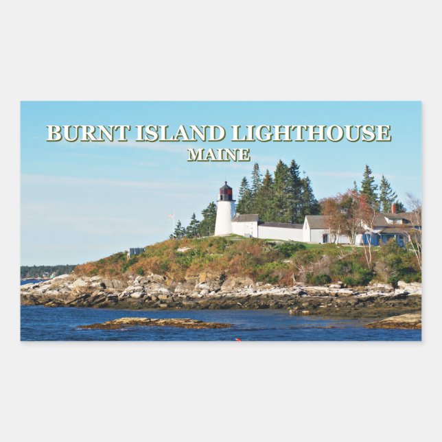 Burnt Island Lighthouse, Maine Stickers (Front)